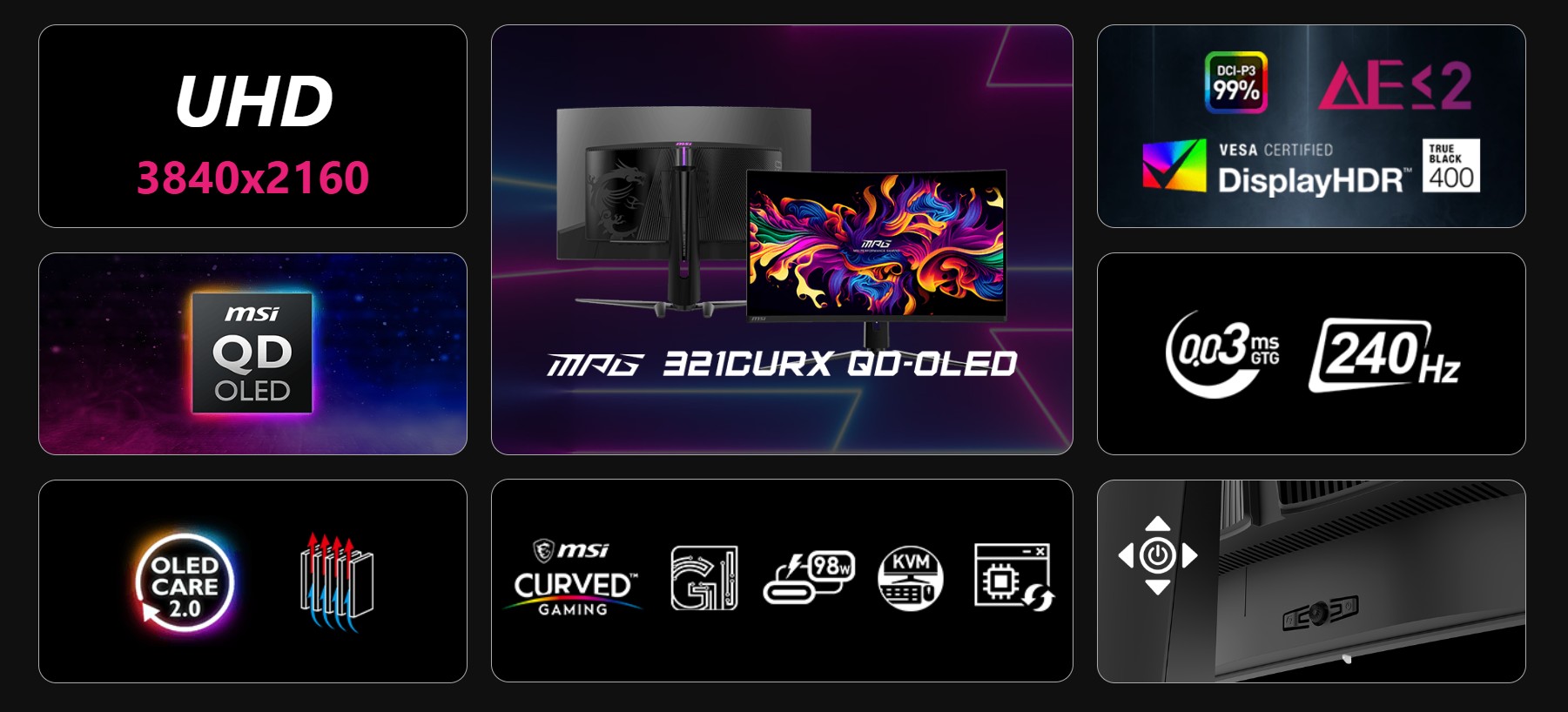 MSI MPG 321CURX Curved QD-OLED UHD Gaming Monitor