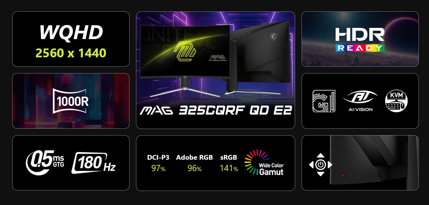 MSI MAG 325CQRF QD E2 Curved Rapid VA WQHD Gaming Monitor