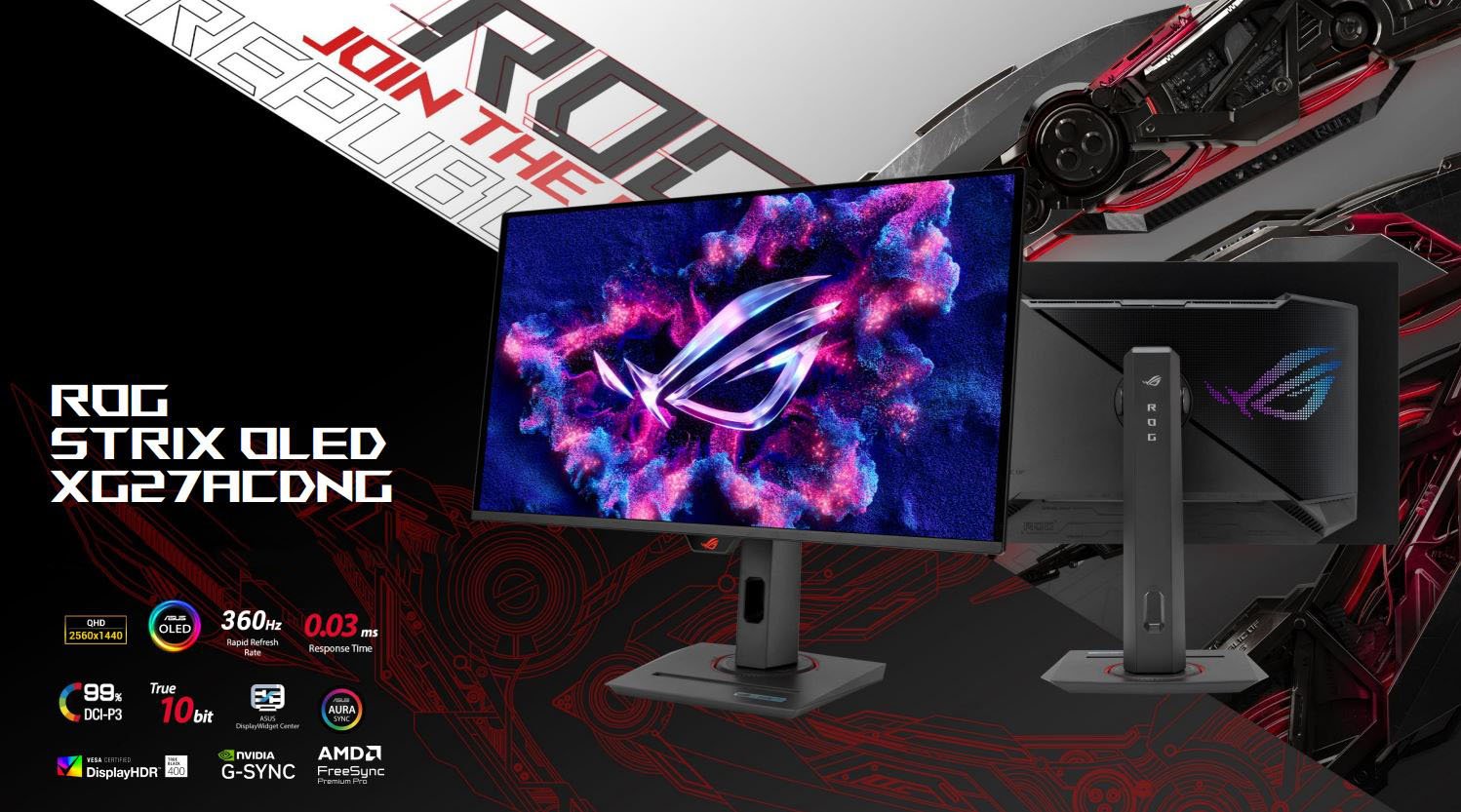 ASUS ROG Strix OLED XG27ACDNG QD-OLED QHD Gaming Monitor