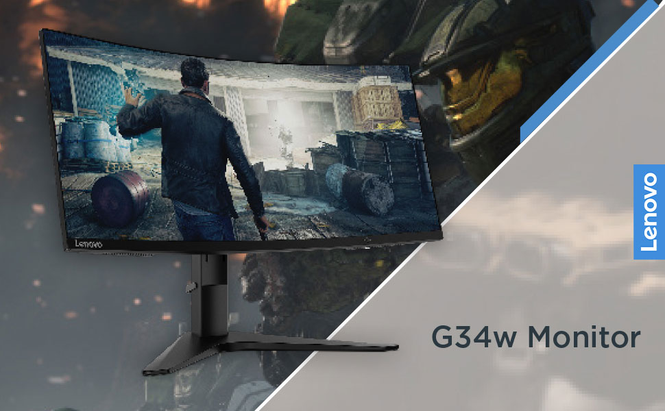 Ecran Lenovo Gaming G34W-10 34 pouces incurvé Ultralarge en 2K (WQHD) avec  144Hz/dalle VA 21:9ème/1ms/HDMI/DisplayPort/sortie casque