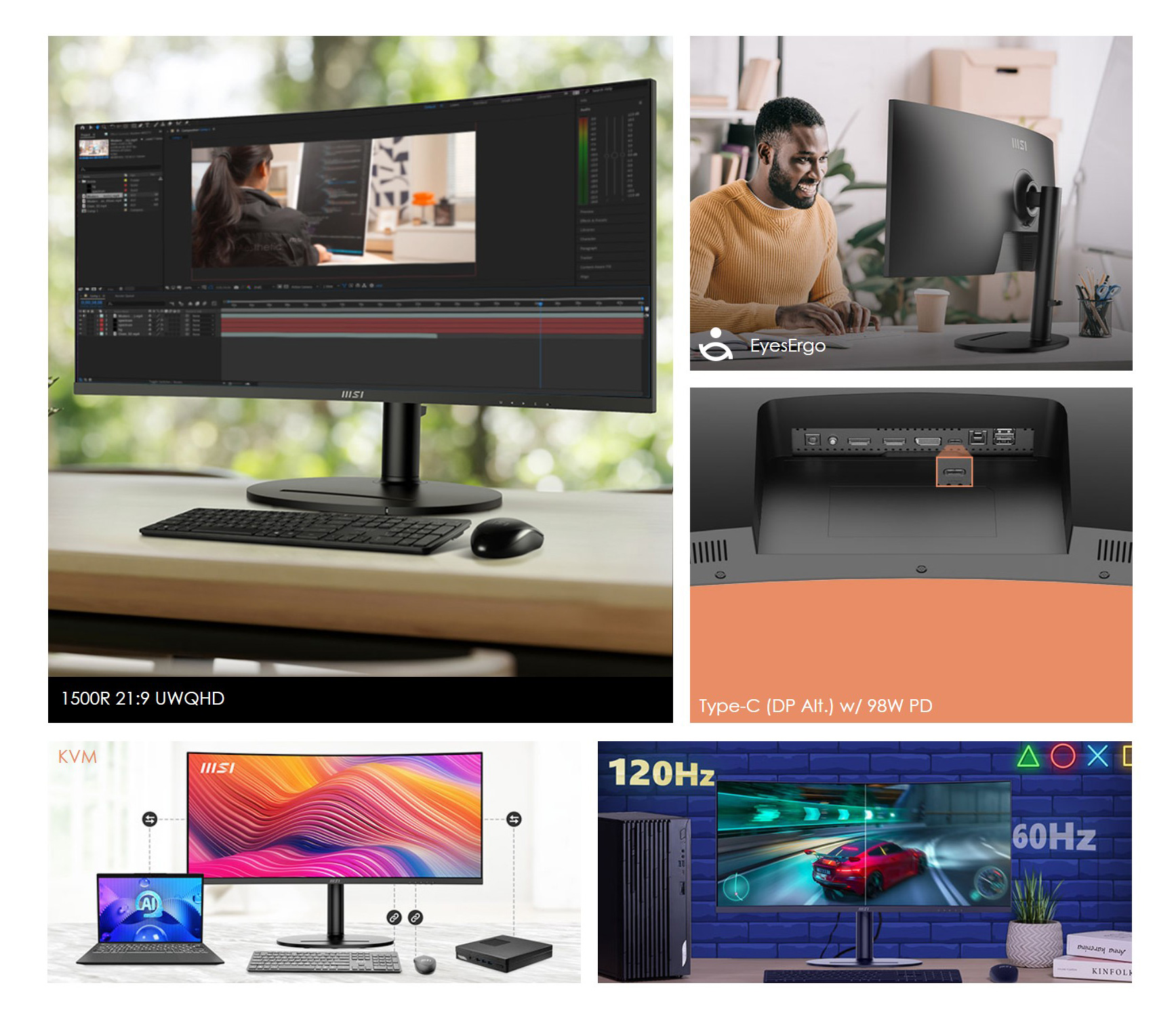 MSI Curved Modern MD342CQP VA UWQHD Monitor