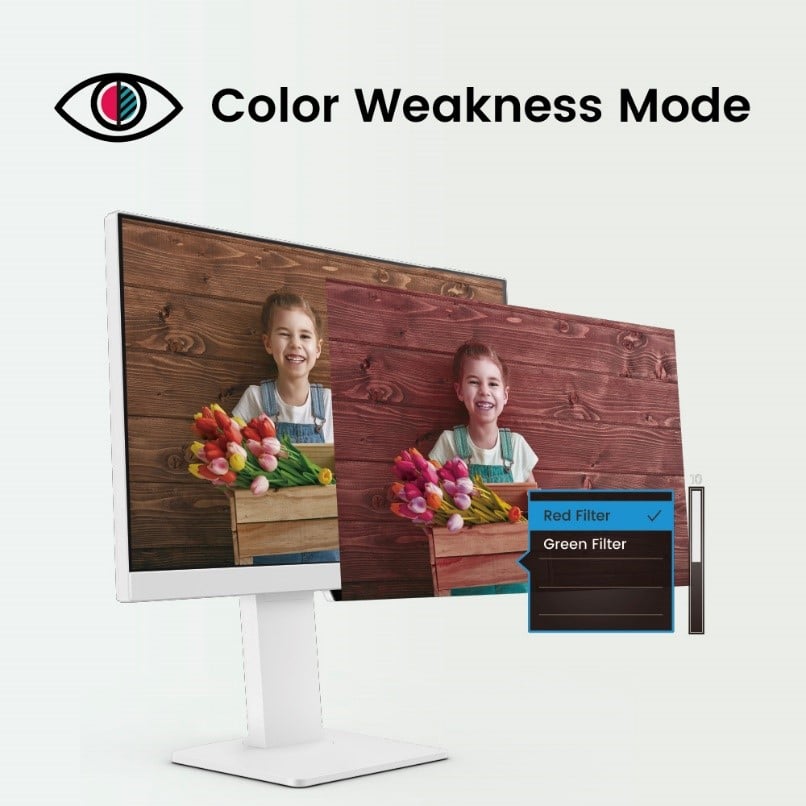 benq home monitor gw2486tc exclusive eye-care color weakness mode to distinguish colors more easily.