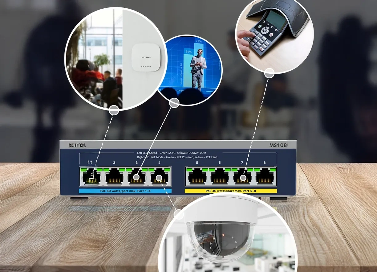 Netgear 8-Port Multi-Gigabit (2.5G) Ultra60 PoE++ Ethernet Plus Unmanaged Switch