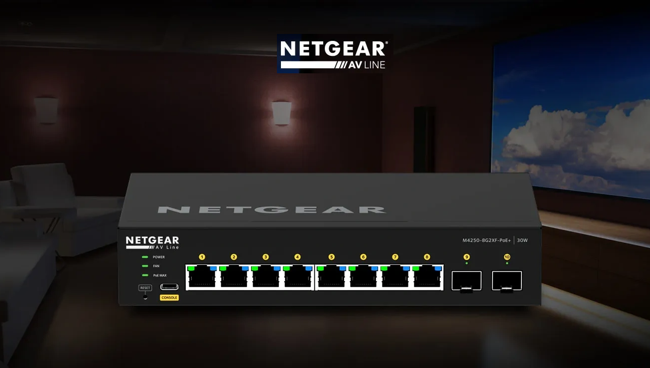 Netgear AV Line M4250-9G1F-PoE+ 8x1G PoE+ 110W 1x1G and 1xSFP Managed Switch