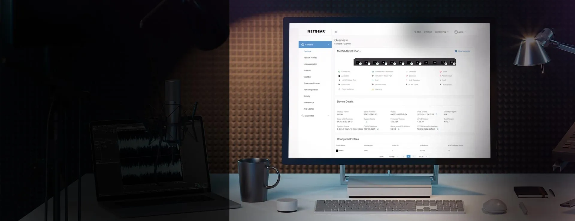 Netgear AV Line M4250-9G1F-PoE+ 8x1G PoE+ 110W 1x1G and 1xSFP Managed Switch
