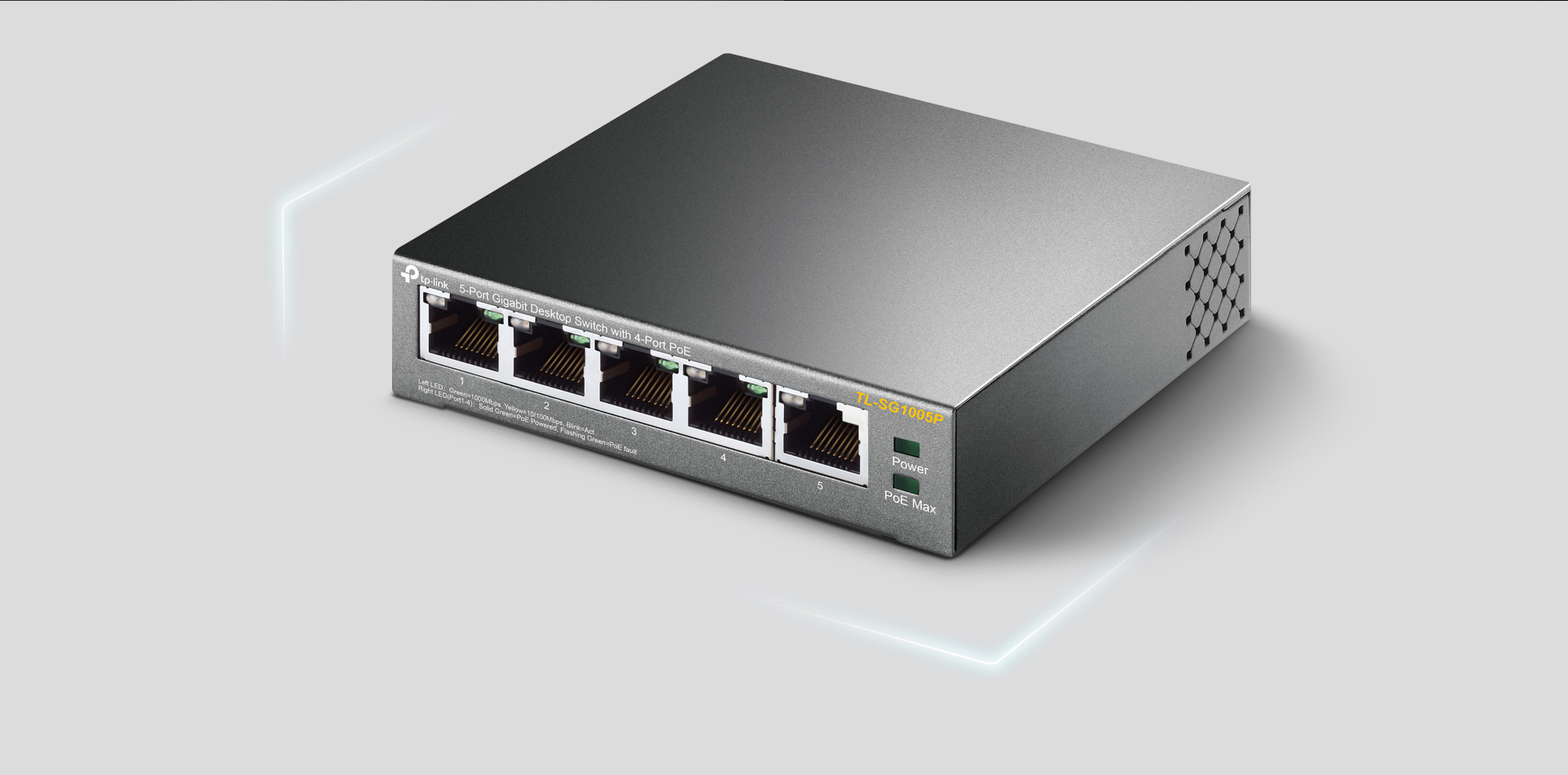 TP-Link TL-SG1005P, 5 Port Fast Ethernet PoE Switch, 4 PoE+ Ports @67W, Desktop, Plug & Play, Sturdy Metal w/ Shielded Ports, Fanless, Limited  Lifetime Protection