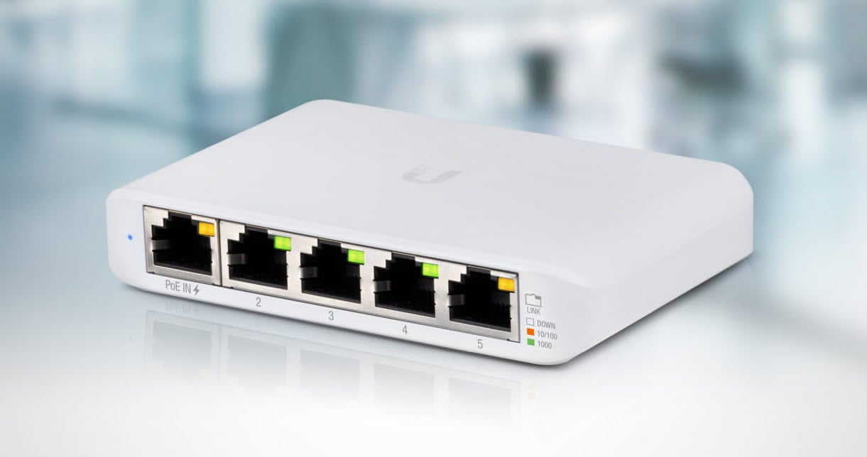 Ubiquiti UniFi Flex Mini 5 Port Managed Gigabit Ethernet Switch Powered by  802.3af/at PoE or USB C, Enterprise Gigabit Switch, 1 PoE Port, 5-Pack