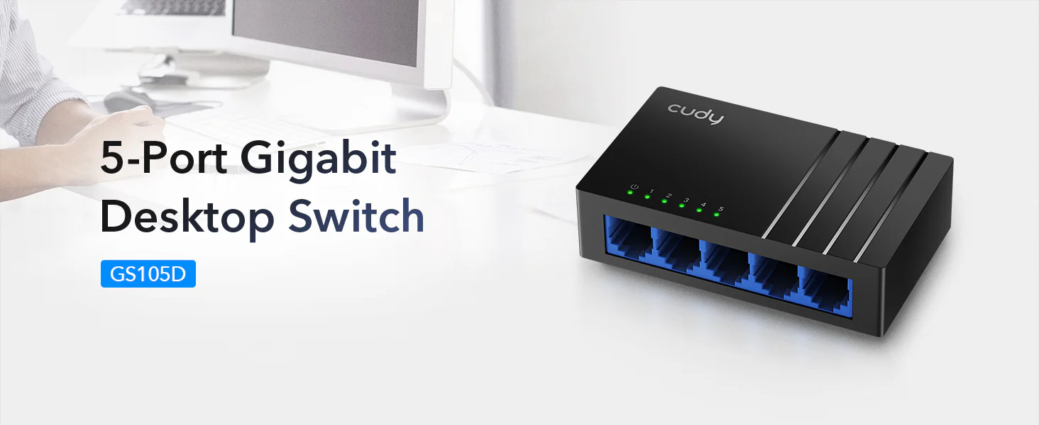 Cudy GS105D 5 Port Gigabit Ethernet Network Desktop Switch and Ethernet Splitter