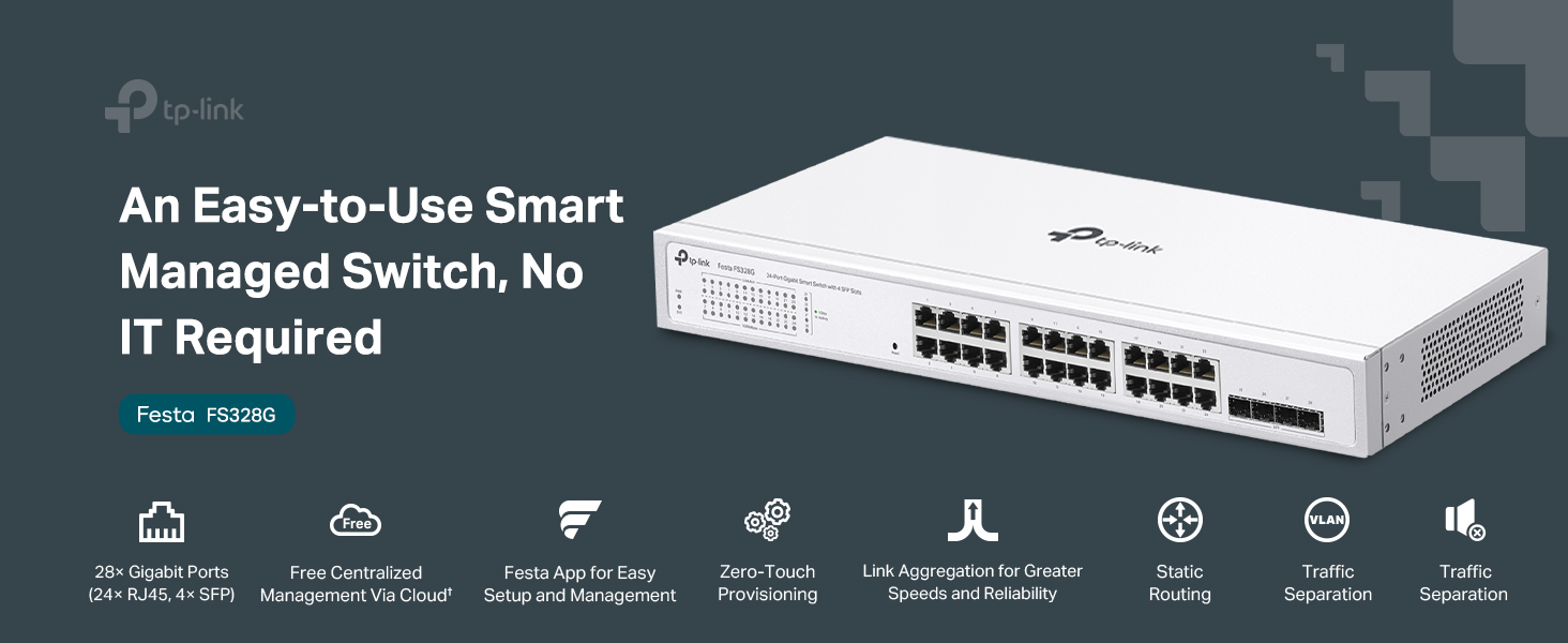 TP-Link Festa FS328G 28 Port Gigabit Smart Managed Network Switch