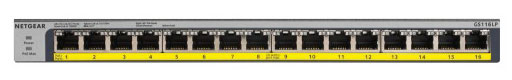 Netgear GS116PP 16-Port PoE/PoE+ Gigabit Ethernet Unmanaged Switch with FlexPoE (183W)