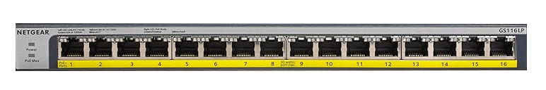 Netgear GS116LP 16-Port Gigabit Ethernet Unmanaged PoE+ Switch with FlexPoE (76W)