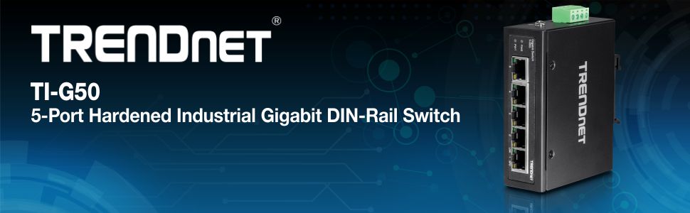 TRENDnet 5-Port Hardened Industrial Gigabit DIN-Rail Switch