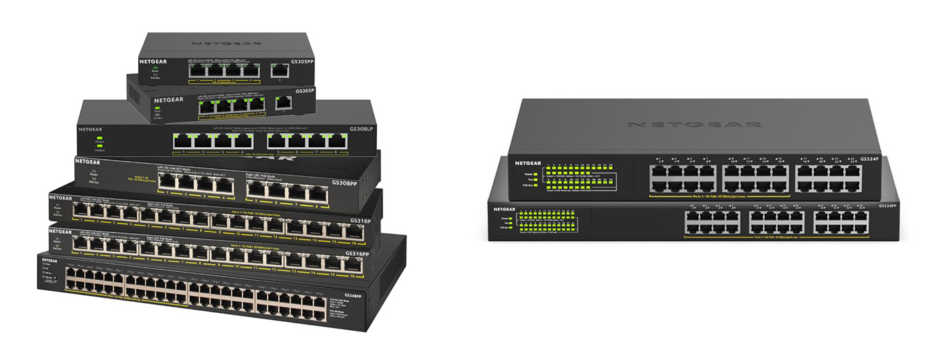 Netgear GS324P 24-Port Gigabit Ethernet Unmanaged PoE+ Essentials Switch