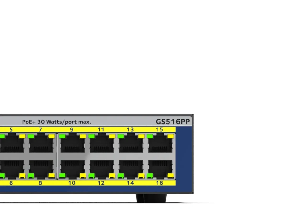 Netgear GS516PP 16-Port Gigabit Ethernet High-Power PoE+ Unmanaged Switch