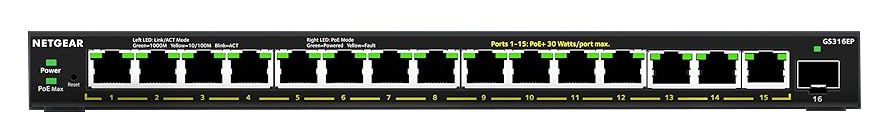 Netgear GS316EP 16-Port PoE+ Gigabit Ethernet Plus Switch