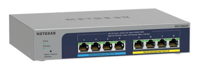 Netgear MS108EUP 8-port Multi-Gigabit (2.5G) Ethernet Ultra 60 PoE++ Easy Smart Managed Switch