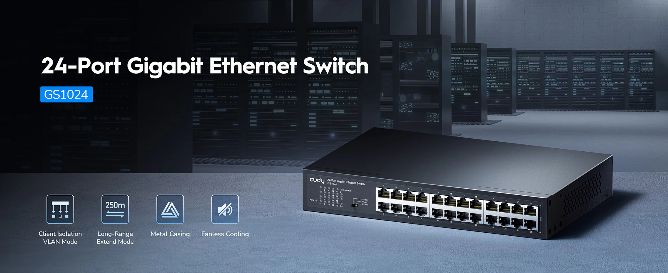 CCudy 24-Port Gigabit Unmanaged Switch GS1024