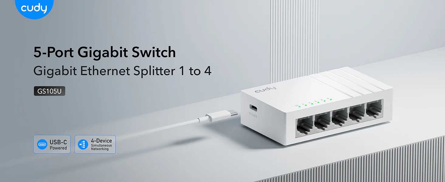 Cudy 5-Port Gigabit Switch with USB-C Power Input GS105U