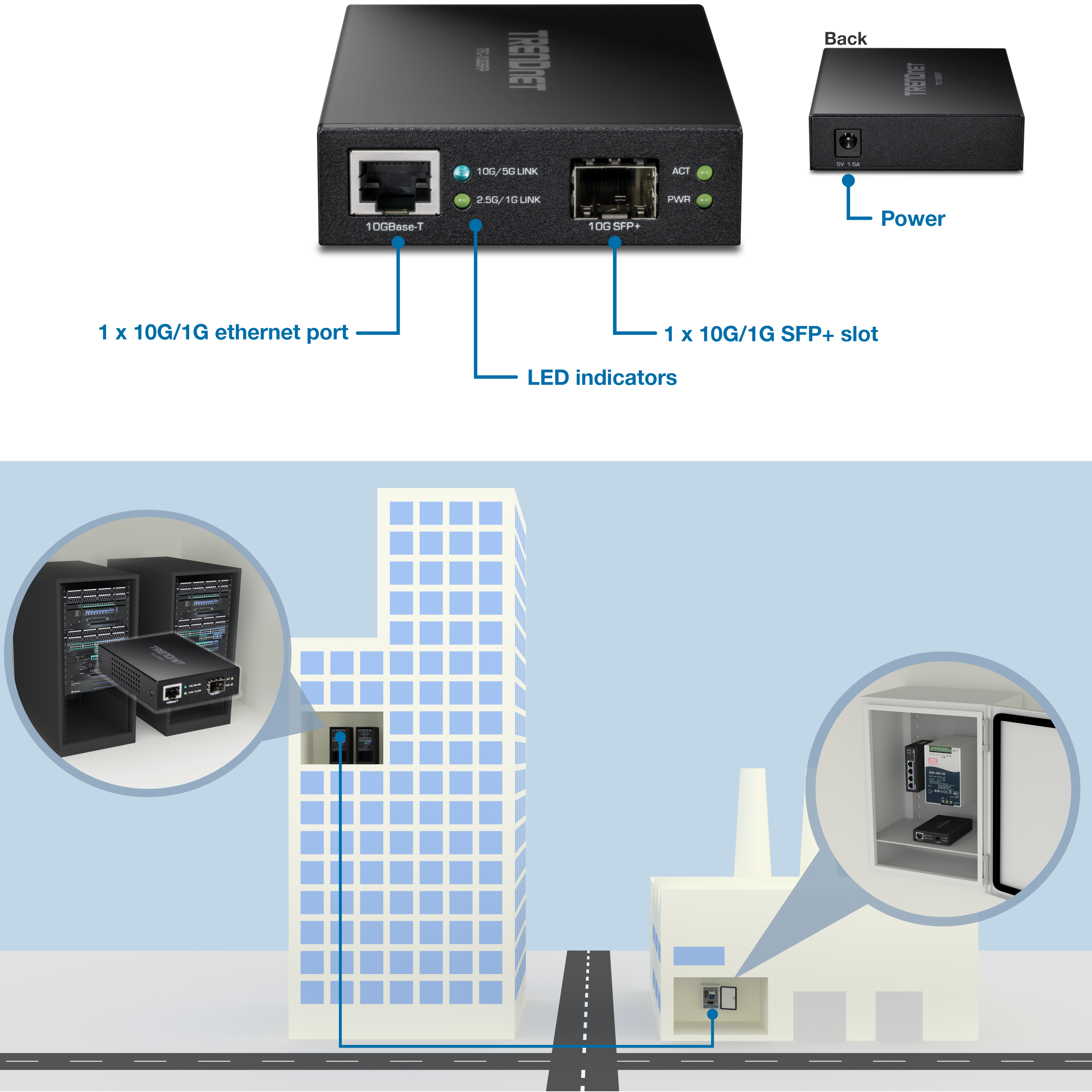 TRENDnet TFC-10GSFP 10GBASE-T to SFP+ Fiber Media Converter