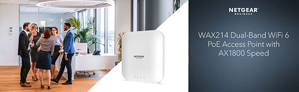  NETGEAR WiFi 6 Access Point (WAX214v2) - Dual Band PoE Access  Point AX1800 Wireless Speed with Power Adapter : Electronics