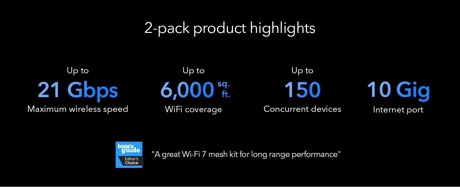 NETGEAR Orbi 870 Series (RBE870) Tri-Band WiFi 7 Mesh Add-on Satellite