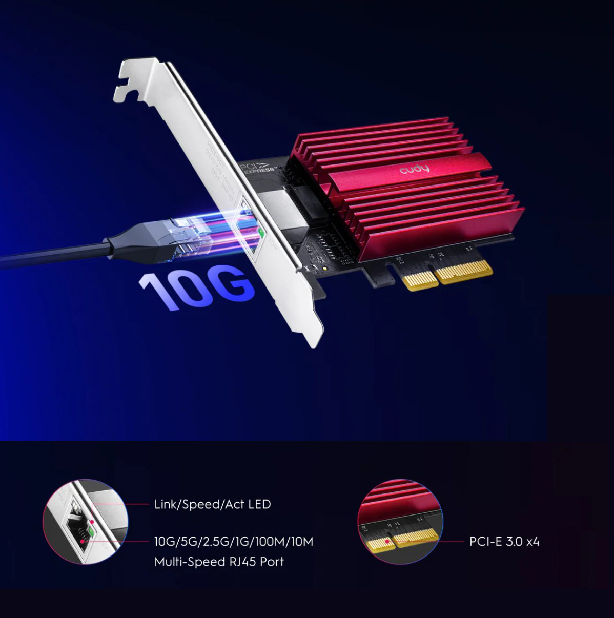 Cudy 10 Gbps PCI-E Ethernet Adapter PE10G