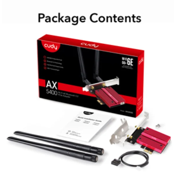 Cudy AX5400 Wi-Fi 6E Bluetooth 5.3 PCI-E Adapter WE3000S