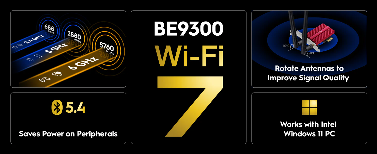 Cudy BE9300 Wi-Fi 7 Bluetooth 5.4 PCI-E Adapter WE9300