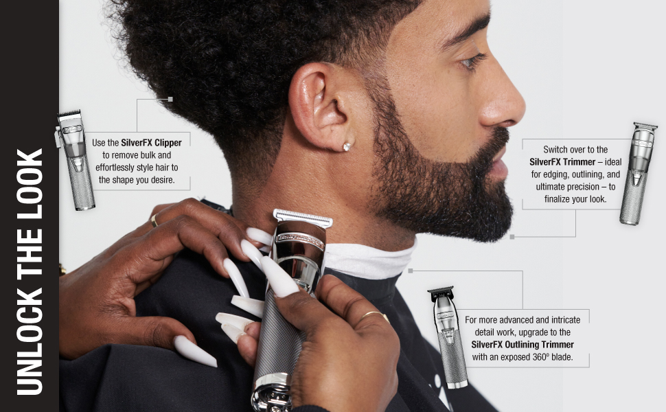 BaBylissPRO SilverFX+ All-Metal Lithium Clipper, Professional Hair Clipper