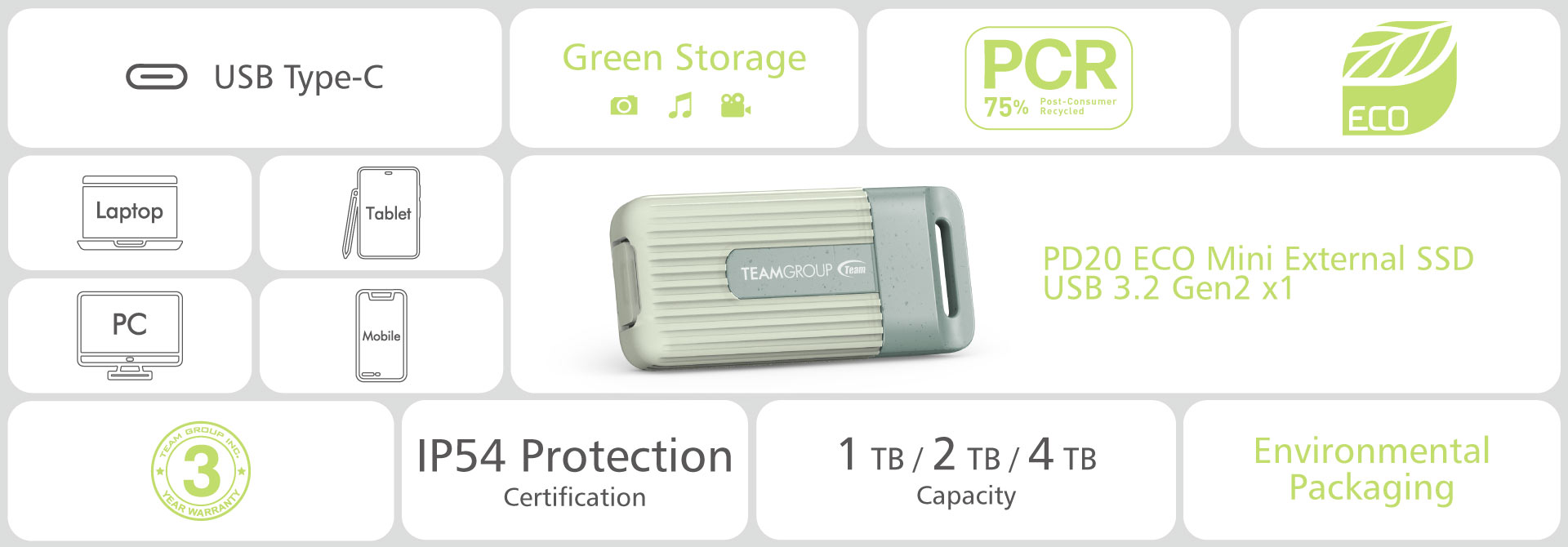 Team Group PD20 ECO USB type-C mini external SSD