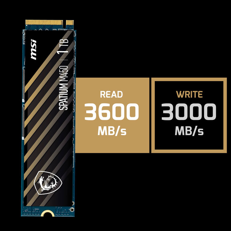 MSI SPATIUM M460 PCIe 4.0 NVMe M.2 1TB PCI-Express 4.0 x4, NVMe 1.4 3D NAND  Internal Solid State Drive (SSD) 