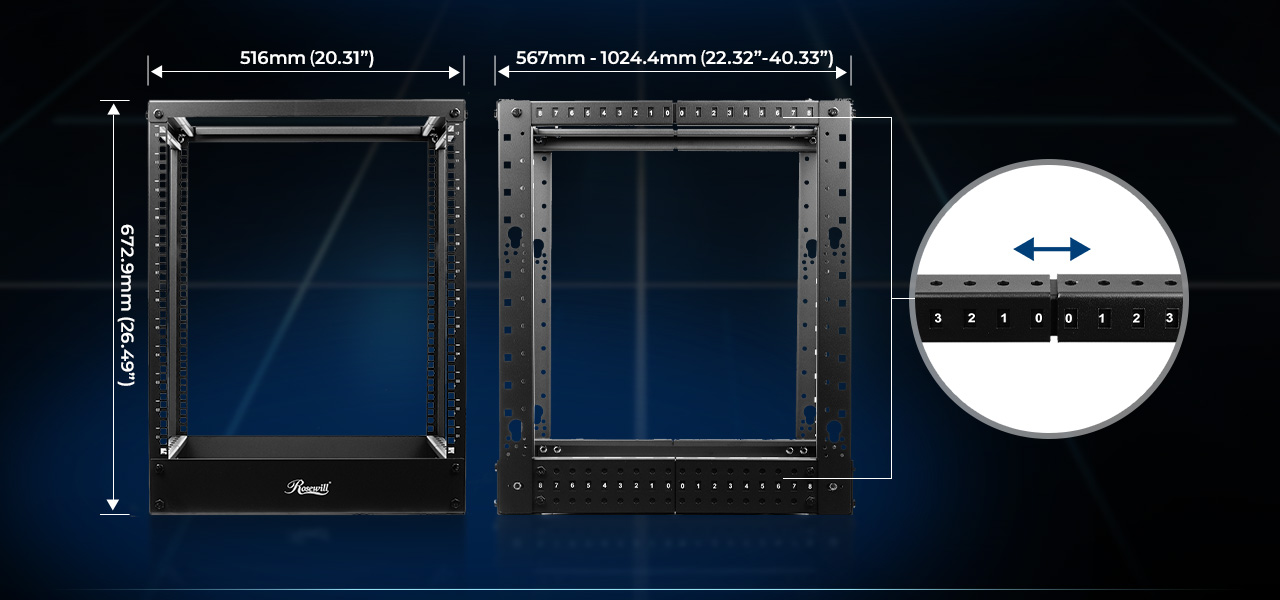 Rosewill RSR-4P12U001 12U Open Frame Server Rack