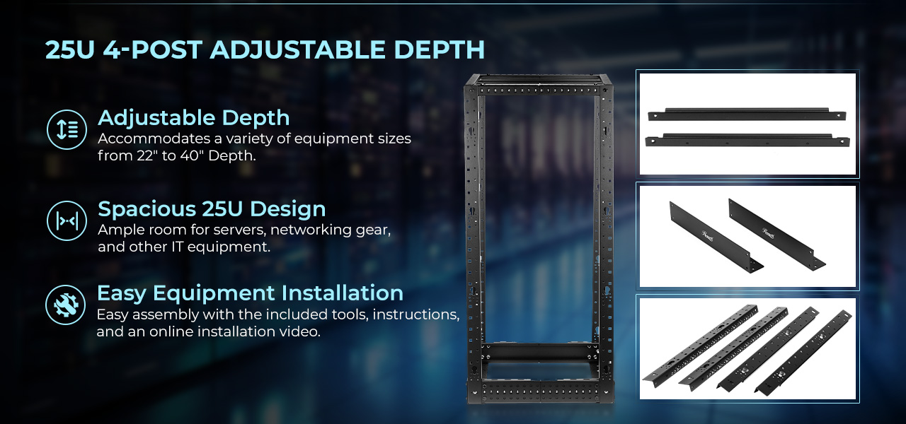 Rosewill RSR-4P25U001 25U Open Frame Server Rack