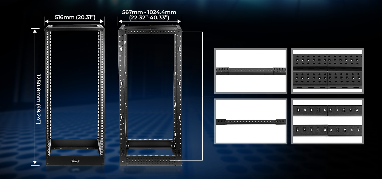 Rosewill RSR-4P25U001 25U Open Frame Server Rack