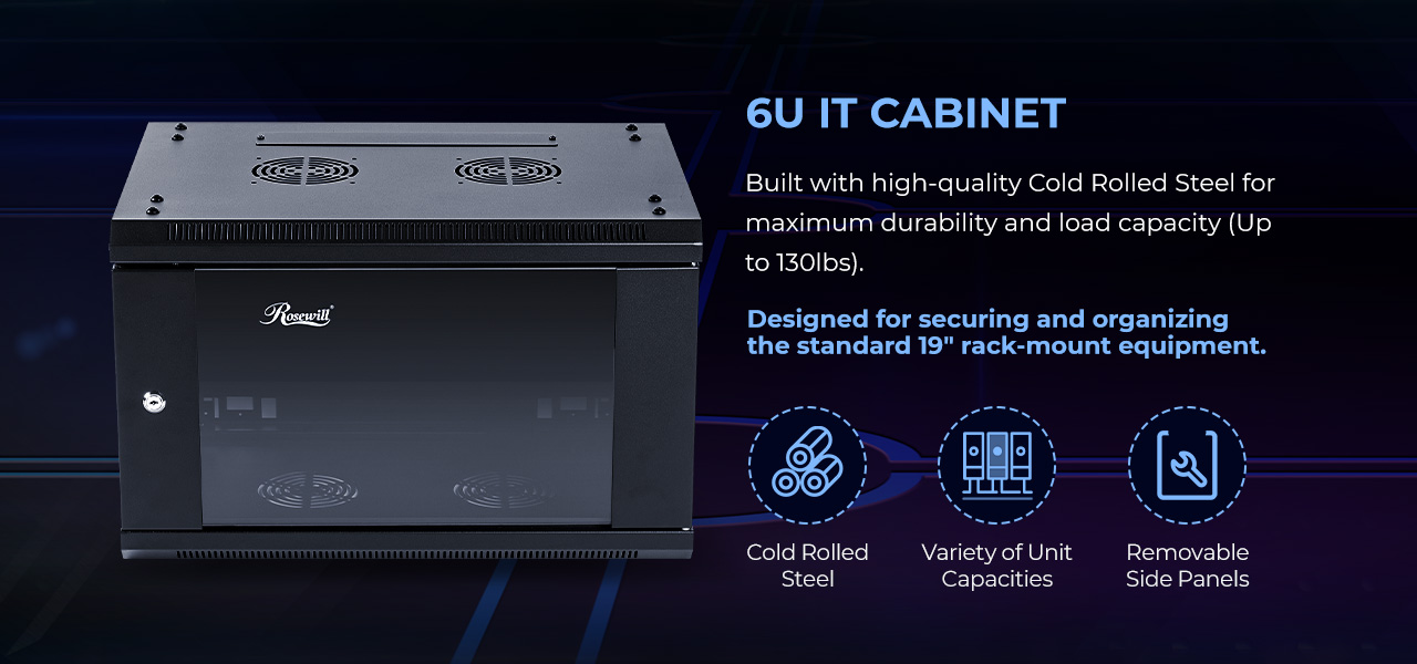 Rosewill RSWM-6U001 6U Server Rack Enclosure with Glass Door