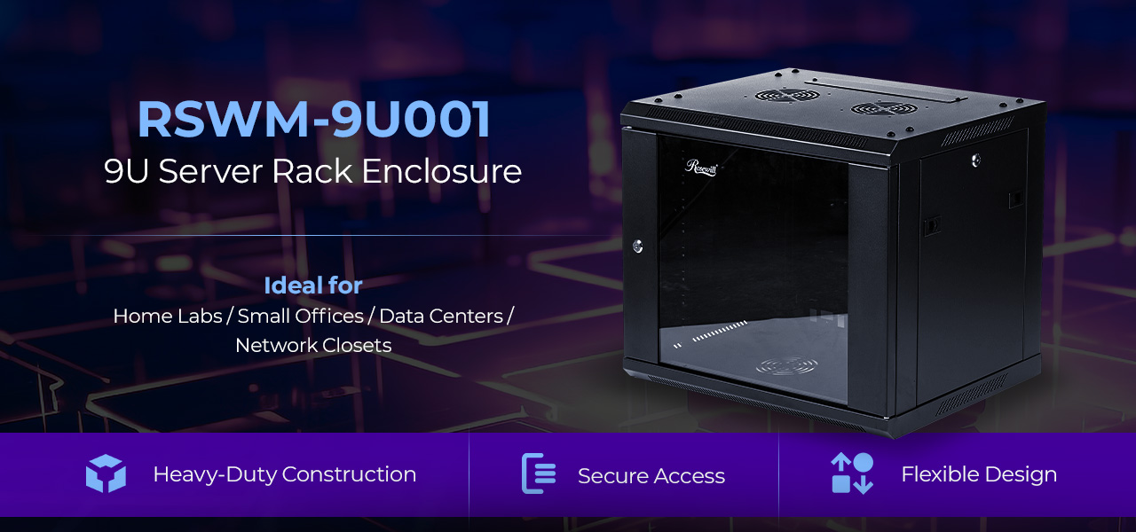 Rosewill RSWM-9U001 9U Server Rack Enclosure with Glass Door
