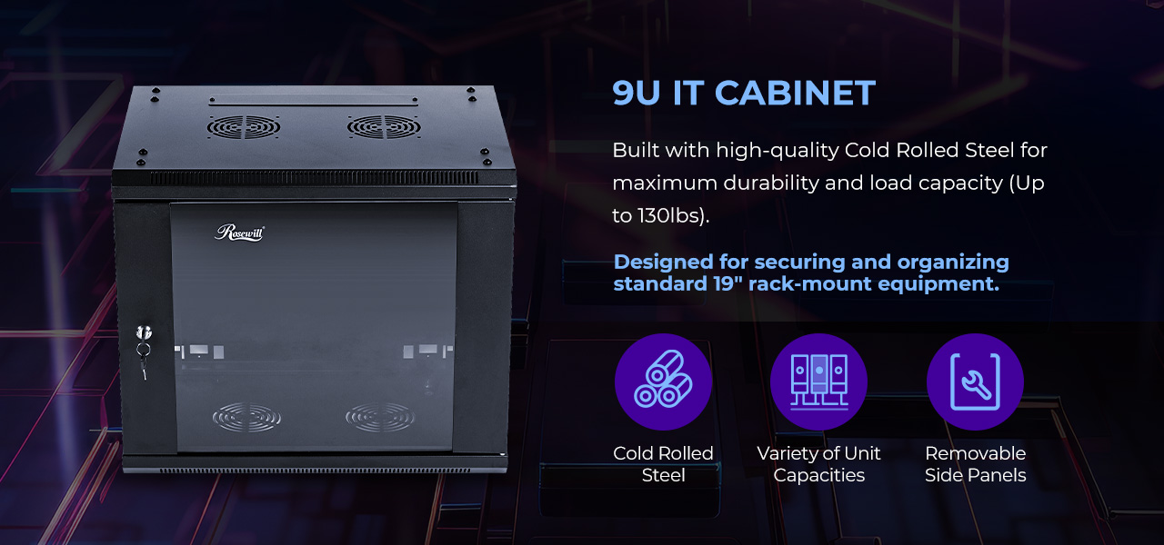 Rosewill RSWM-9U001 9U Server Rack Enclosure with Glass Door