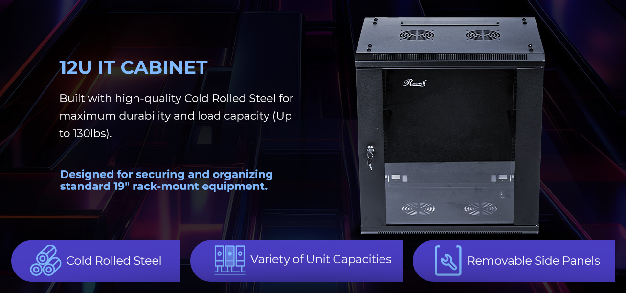 Rosewill RSWM-12U001 12U Server Rack Enclosure with Glass Door