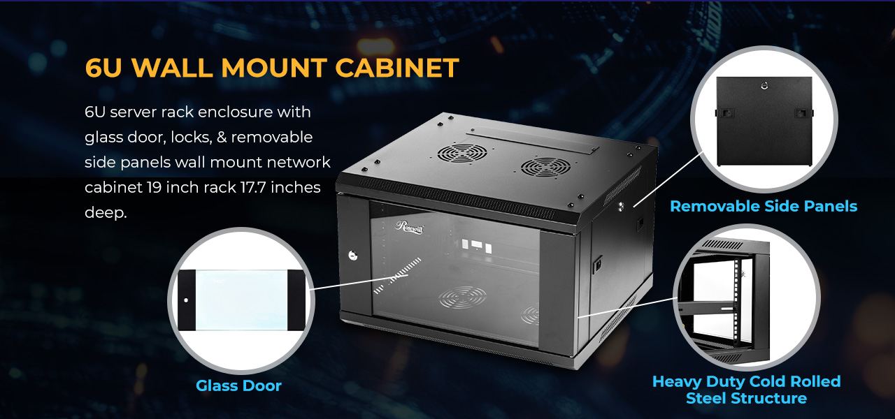 Rosewill RSWM-6U001F 6U Server Rack Enclosure with Glass Door