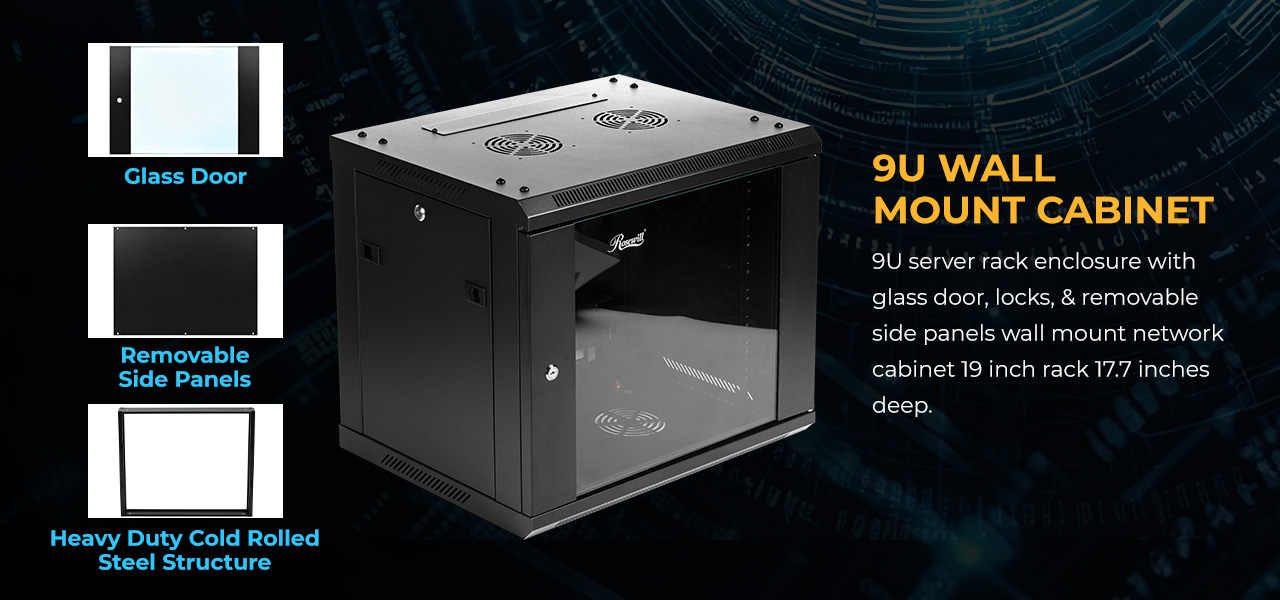 Rosewill RSWM-9U001F 9U Server Rack Enclosure with Glass Door