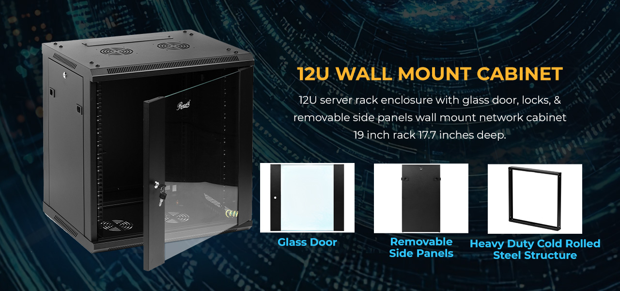 Rosewill RSWM-12U001F 12U Server Rack Enclosure with Glass Door