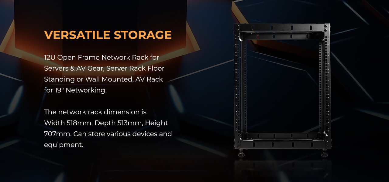 Rosewill RSWR-12U001 12U Open Frame Network Rack for Servers & AV Gear