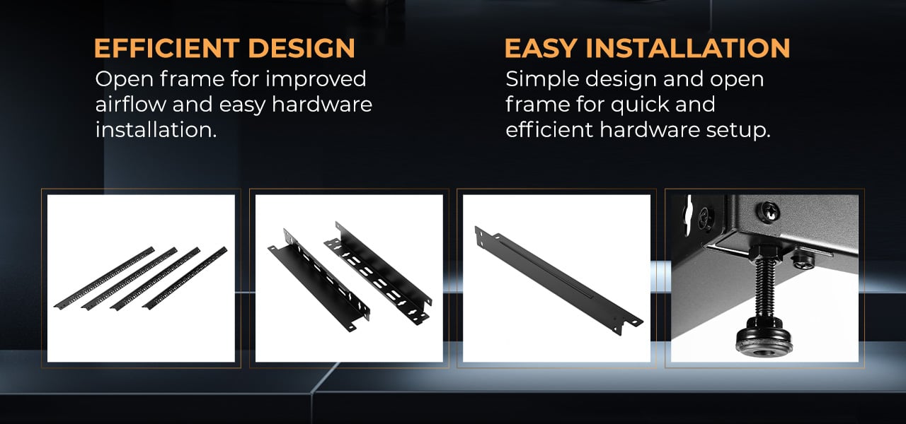 Rosewill RSWR-12U001 12U Open Frame Network Rack for Servers & AV Gear