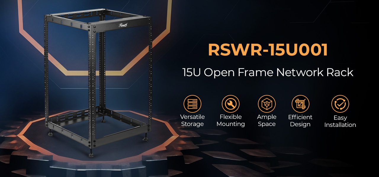 Rosewill RSWR-15U001 15U Open Frame Network Rack for Servers & AV Gear