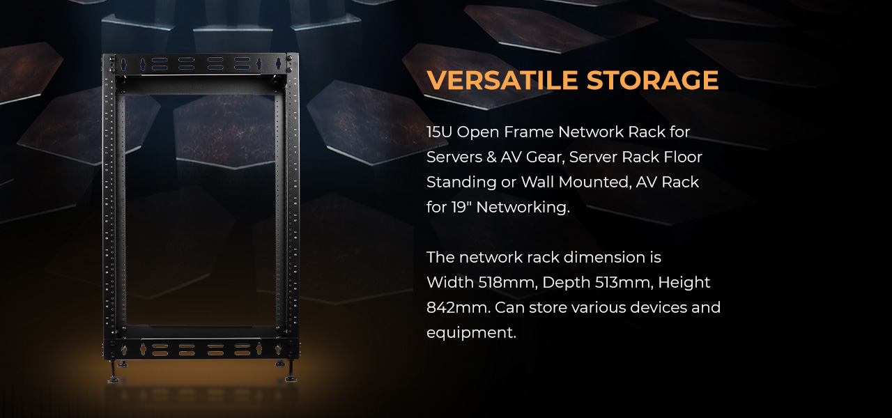 Rosewill RSWR-15U001 15U Open Frame Network Rack for Servers & AV Gear