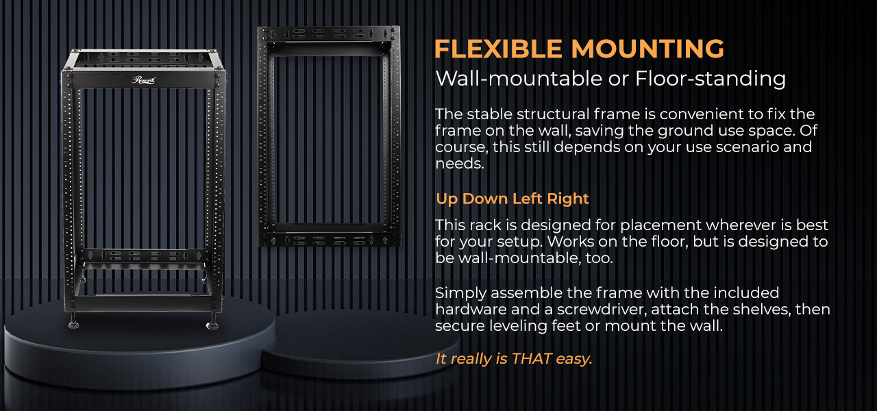 Rosewill RSWR-15U001 15U Open Frame Network Rack for Servers & AV Gear
