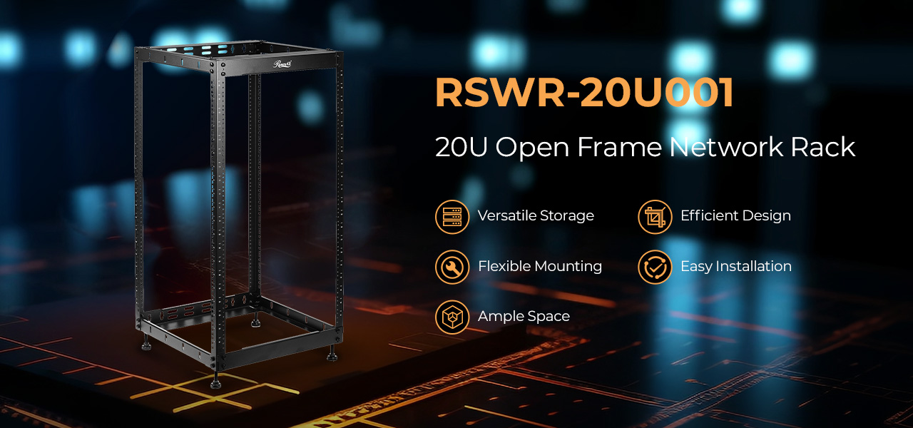 Rosewill RSWR-20U001 20U Open Frame Network Rack for Servers & AV Gear