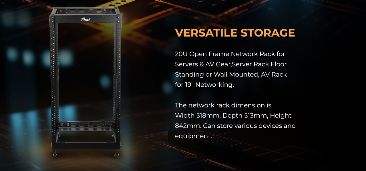 Rosewill RSWR-20U001 20U Open Frame Network Rack for Servers & AV Gear