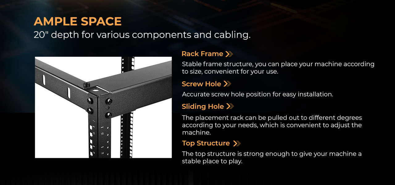 Rosewill RSWR-20U001 20U Open Frame Network Rack for Servers & AV Gear