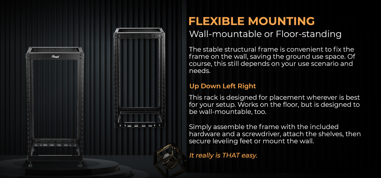 Rosewill RSWR-20U001 20U Open Frame Network Rack for Servers & AV Gear